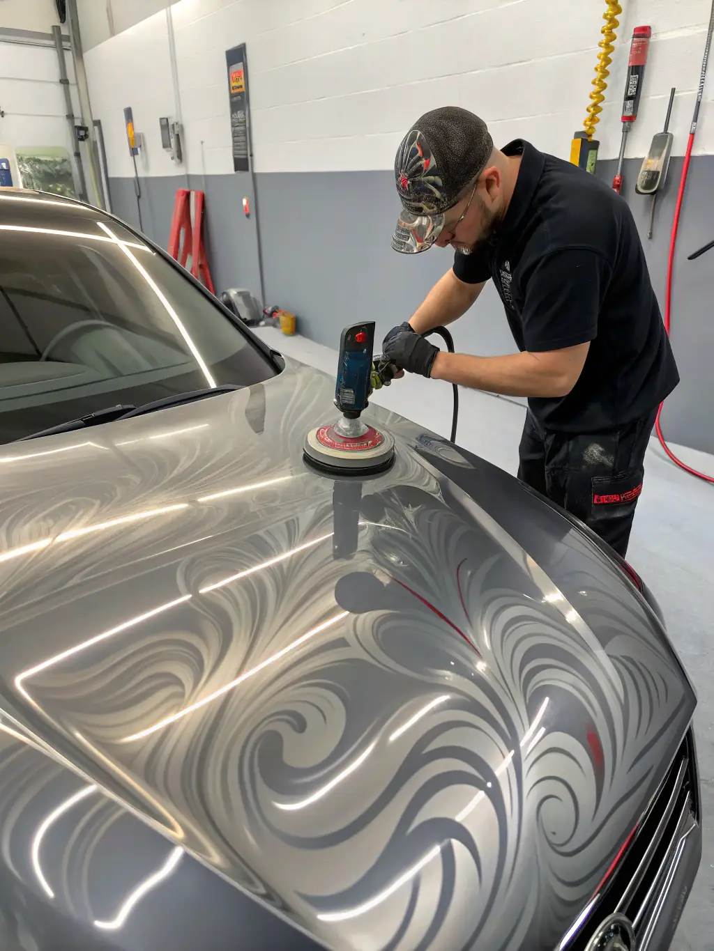 A car with a ceramic coating, showcasing its hydrophobic properties as water beads up and rolls off the surface, demonstrating the protective benefits of 303 Detailz's ceramic coating service.